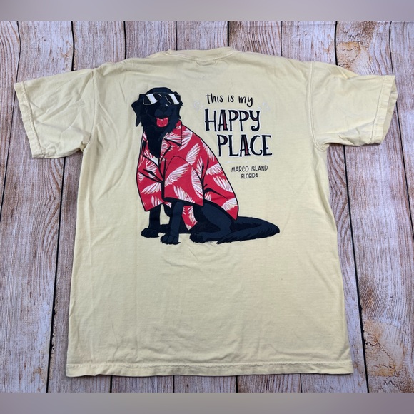 Marco Island Florida Destination T Shirt Black Lab Dog Happy Place - Picture 1 of 8